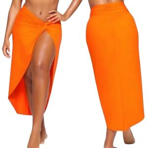 NWT Skims Signature Swim Sarong Skirt in Orange Women’s Sz XS - retails $78